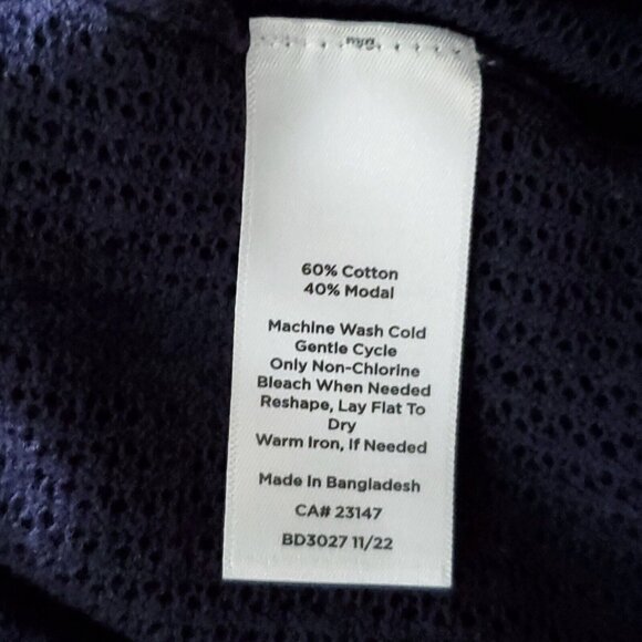 Talbots Bolero Shrug M Navy Blue 3/4 Sleeve Lightweight Open Stitch $85 - Picture 5 of 6